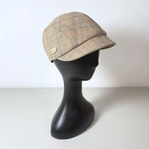 Kangol 100%‎ Cotton Golf Plaid Flat Cap Hat Mens L Brown Check Great Britain